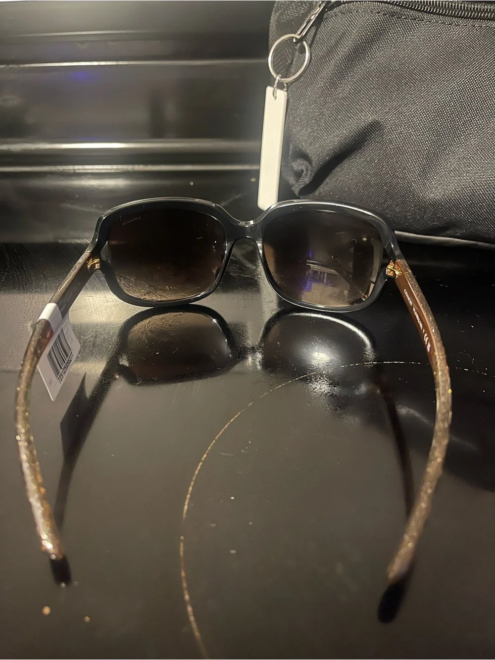 Coach Black Frame Sunglasses with Brown Gradient Lenses